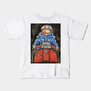 Retro Scooter, Classic Scooter, Scooterist, Scootering, Scooter Rider, Mod Art Kids T-Shirt